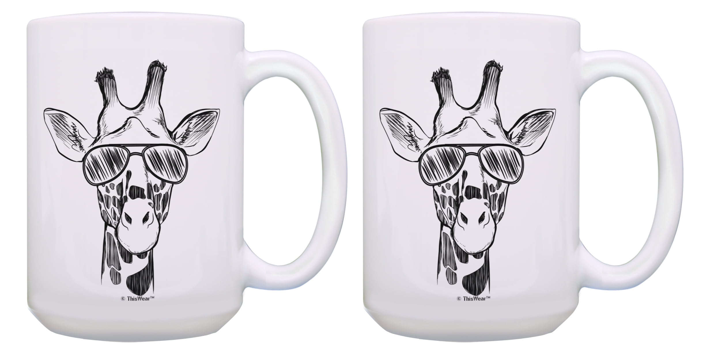 ThisWear Giraffe Coffee Mugs Giraffe Wearing Sunglasses Giraffe Gift