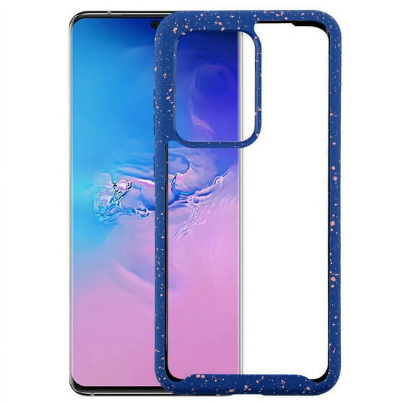 Samsung Galaxy S20 ULTRA (6.9") Phone Case Hybrid [TPU Cushion] Enhanced Hand-Grip TPU Cushion Frame   Transparent Clear Shock-Absorbing Armor Rubber Bumper BLUE Cover for Samsung Galaxy S20 Ultra