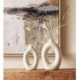 thumbnail image 3 of LE TAUCI 10.5" & 8.5" Ceramic Vase Set of 2, White Ring Donut Vase, Modern Neutral Farmhouse Vase for Home Decor, Flower Vase for Table Centerpiece, Living Room, Shelf & Entryway, 3 of 10