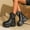 #190-Black, variant on Wowcloth Winter Ankle Boots for Women – Solid Color Round Toe with Side Zipper Closure & Chunky Heel Thick Sole Design for Casual Fashion Style