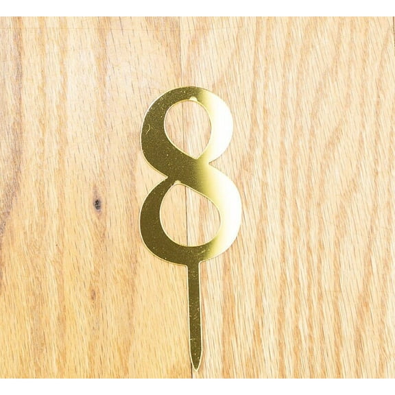 8 Cake Topper | Eight | Eighth Birthday party decoration | I am eight | gold acrylic mirror | 8th decor | decoration