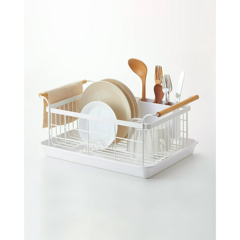 Yamazaki Home Wire Dish Drainer Rack with Removable Drainer Tray with  Spout, Utensils Holder, Steel & Reviews