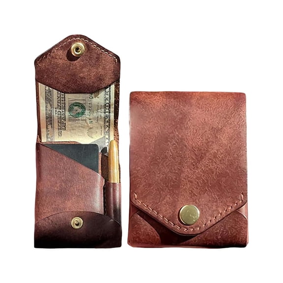 Multifunctional Compact Wallet, Leather Card Holder Wallet, Slim Wallet With Money Clip, Built-In Pen Slot, Front Pocket Wallet