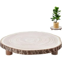 12-13 Inch Wood Cake Stand Round Wooden Cupcake Pedestal Wood Slice with Legs Rustic Slice Cake Stand Wooden Cake Holder for Wedding Birthday Party Event