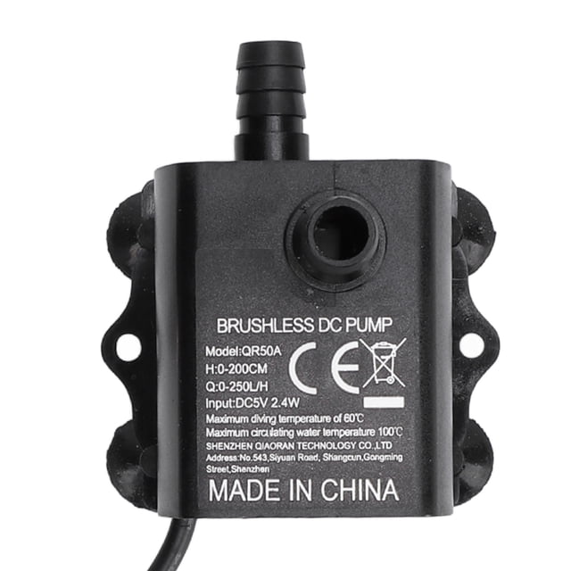 Water Fountain Pump, DC5V 2.4W 0-250LPH Waterflow Detachable Power Off Memory Small Submersible Water Pump for Computer Cooling System