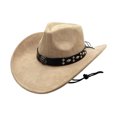 thumbnail image 4 of Cowboy Hat for Women and Men Gold Classic Western Felt Cowboy Cowgirl Hat Outdoor Wide Brim Belt Buckle Retro Fedora Hats Unisex Rolled up Caps, 4 of 5