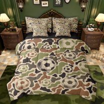 Castle Fairy Soccer Ball Gamer Twin Bedding Sets,Geometric Camo Bedding Comforter Set