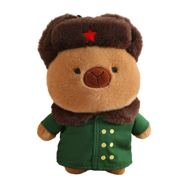 Juguete de capibara con abrigo, sombrero, decoración, muñeca de capibara, lindo animal de peluche de capibara para marrón y S