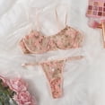 thumbnail image 2 of Levmjia Womens Floral Lace Lingerie Set Wireless Spaghetti Strap Bralette T Back Thong Adjustable Straps Soft Breathable Lace Romantic Date Night Casual Lovely Fashion, 2 of 8