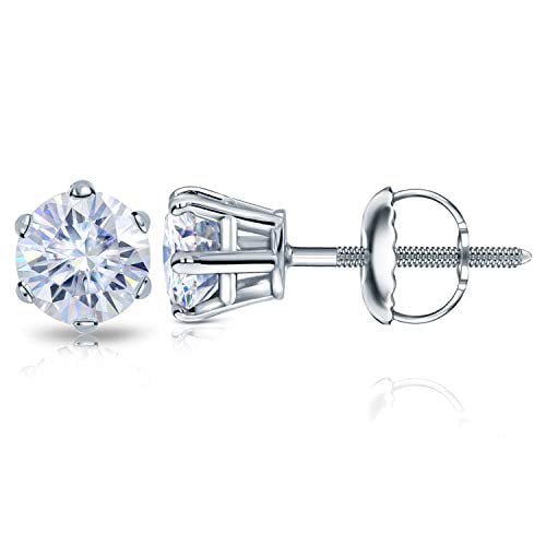 Details about    14K White Gold Over 2.00 Ct Round Cut Diamond Screw Back Stud Earrings 