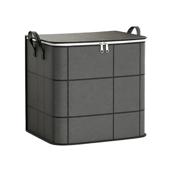 Foldable Storage Bag With Reinforced Handles, Large Capacity Zippered Home Dorm Organizer for Bedding & Clothes, Dark Gray, 15.75"x19.69"x19.69"