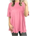 thumbnail image 2 of Sevevn Fashion Women Solid Color Pocket Round-Neck Spring And Summer T-Shirt Loose Short Sleeve Tops Pink XXL Great Gifts for Less, 2 of 6
