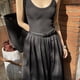 thumbnail image 5 of Vestido largo informal de verano sin mangas con diseño de empalme suelto y bolsillos para mujer, 5 of 7