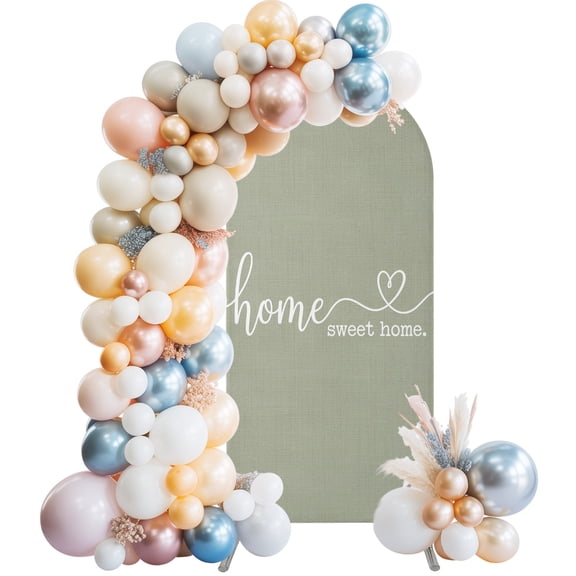 Arch Backdrop 7.2 Ft, Sage Green Spandex Stretch Fitted Arch Cover, Round Top Chiara Arches Stand Backdrop Cover for Wedding Birthday Party Baby Shower Country Sweet Home Love Stripes Solid