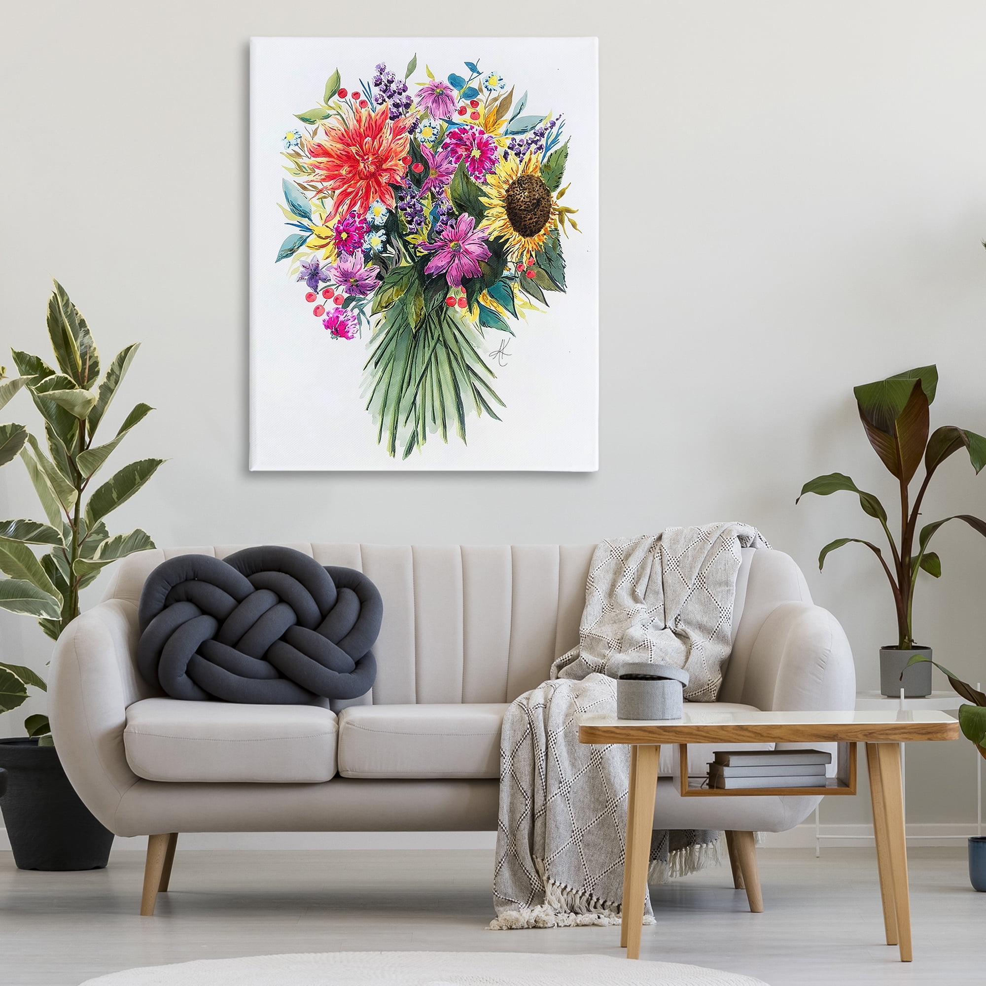 Stupell Industries Bright Wildflower Bouquet Botanical & Floral Painting Gallery Wrapped Canvas Art Print Wall Art, 36 x 48