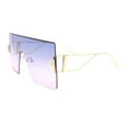 thumbnail image 3 of Womens Oversized Beveled Rimless Rectangle Mono Lens Sunglasses Gold Purple Pink, 3 of 4