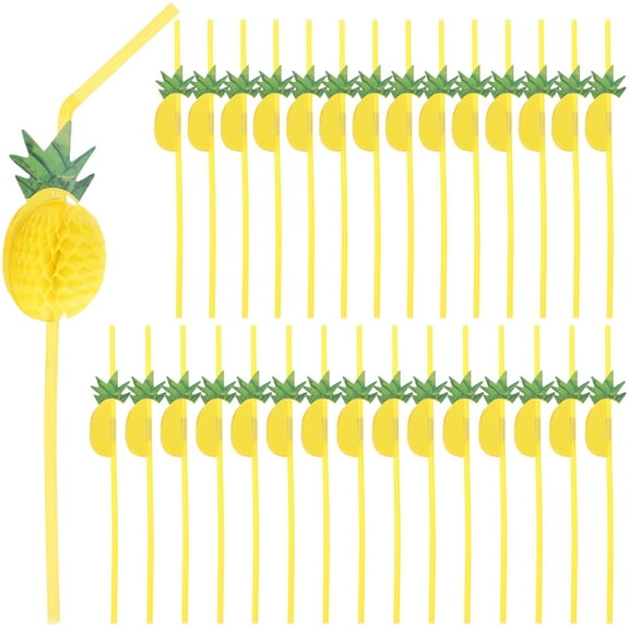 REOFLYUP Straw Decorations Drinking Straws 3D Stereoscopic Design Yellow 30 Pcs