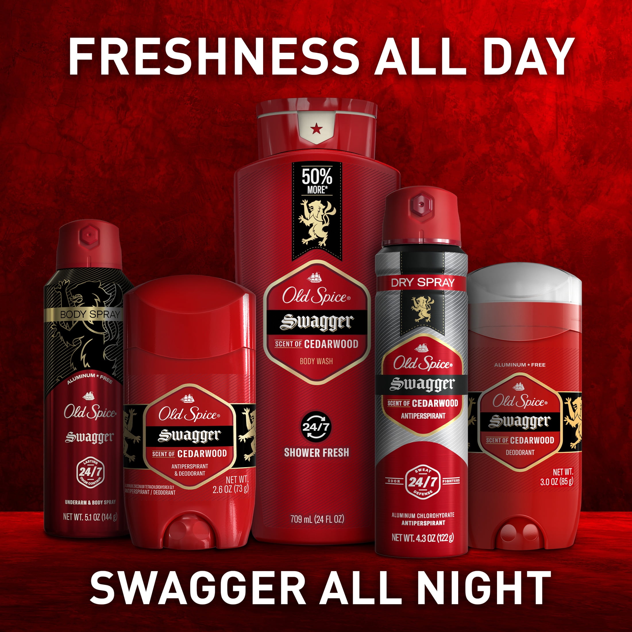 Old Spice Men's Body Wash Pump, Swagger Scent of Confidence, 133.6OZ, 4 Pack