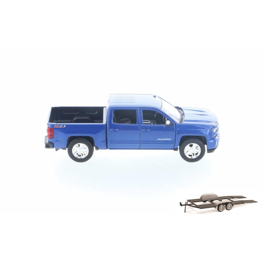 Diecast Car & Trailer Package 2017 Chevy Silverado 1500 LT Z71 Crew