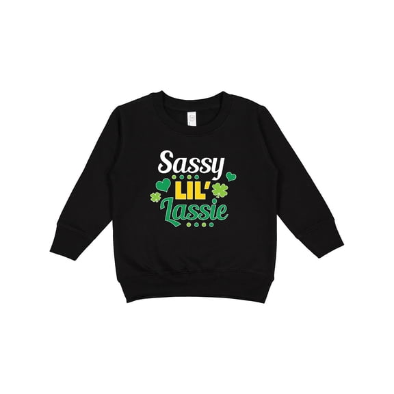 Inktastic Saint Patrick's Day Sassy Lil' Lassie with Shamrocks Toddler Sweatshirt