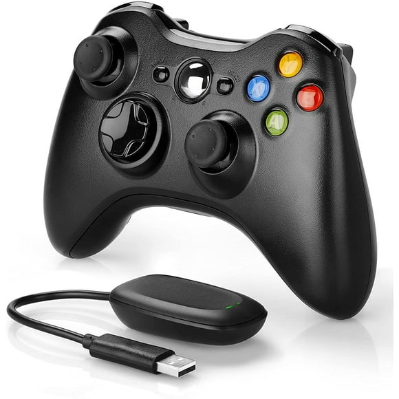 Contrôleur Sans Fil pour Xbox 360, FYBTO 2.4GHZ Manette de Jeu Contrôleur Manette de Jeu Télécommande pour Xbox 360 Slim Console, PC Windows 7,8,10 (Noir)