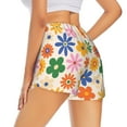thumbnail image 4 of Picia Groovy Daisy Flowers Pattern Women's 2 in 1 Athletic Running Shorts High Waisted Workout Casual Gym Sweat Shorts with Comfy Liner Zipper Pockets-Medium, 4 of 9