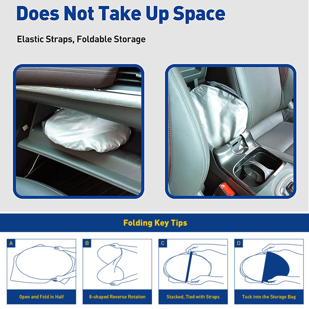 HOMEYA Car Windshield Sun Shade, 59" x 33.5", Universal photo 7