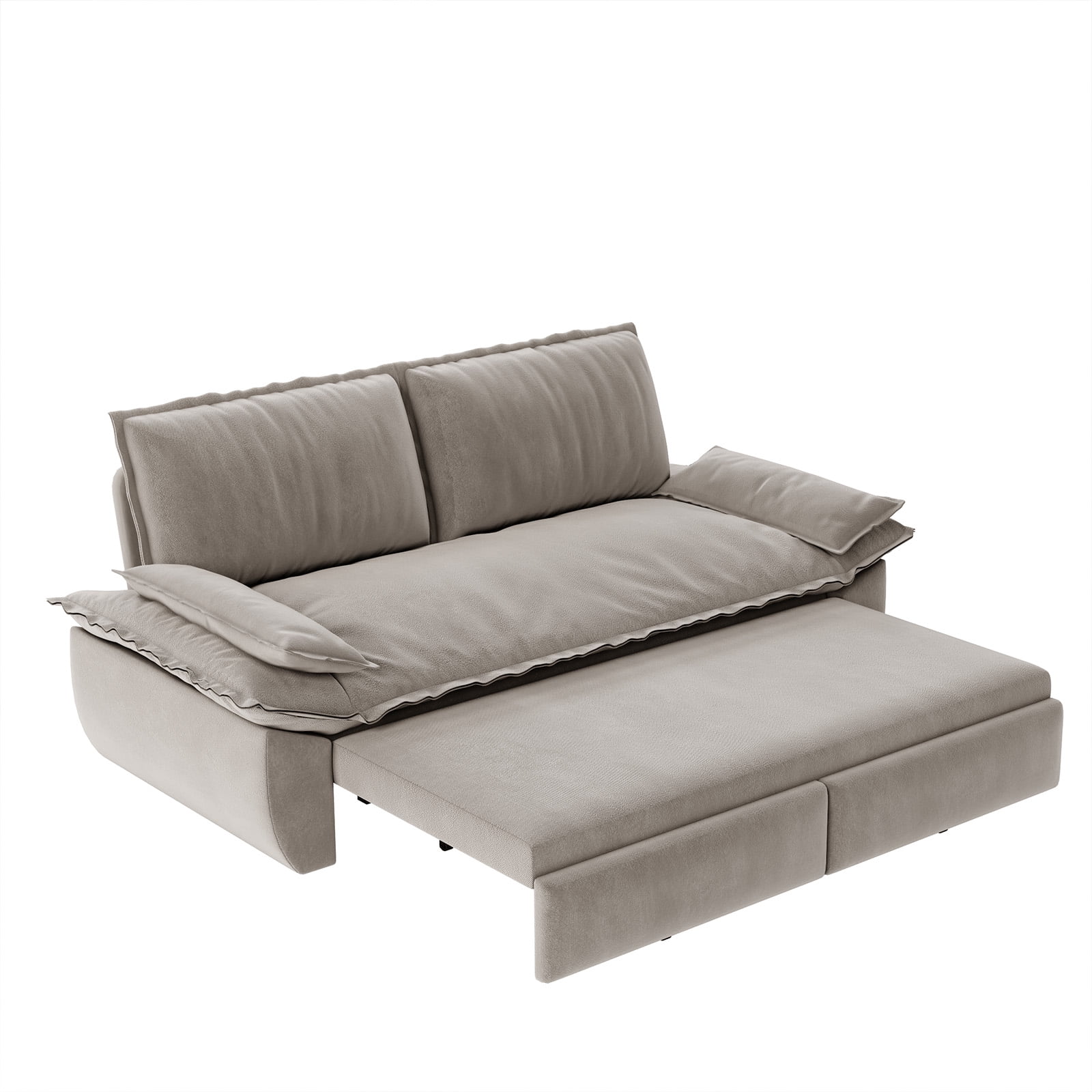 Firscook 73.2" Queen Pull Out Sofa Bed, Velvet Convertible Sleeper Couch for Small Spaces, Gray
