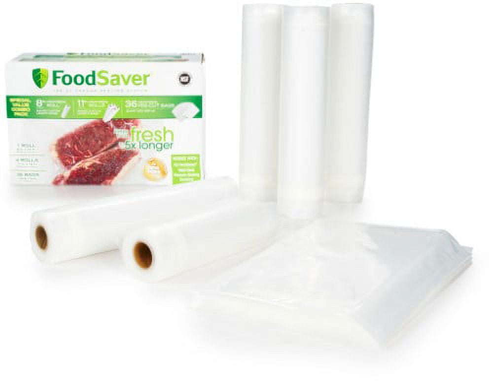 FoodSaver Bags Combo Pack 3 Rolls FSFSBF0634-NP & 1-Quart Vacuum Seal Bag  (44ct)