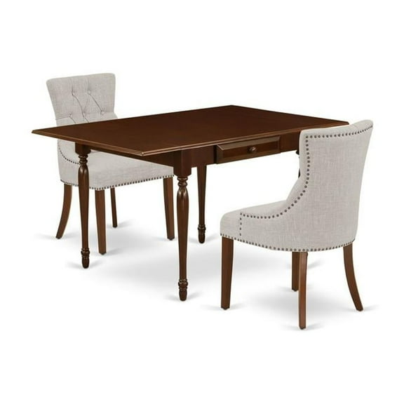 East West Furniture Dining Room Set Mahogany, MZFR3-MAH-05