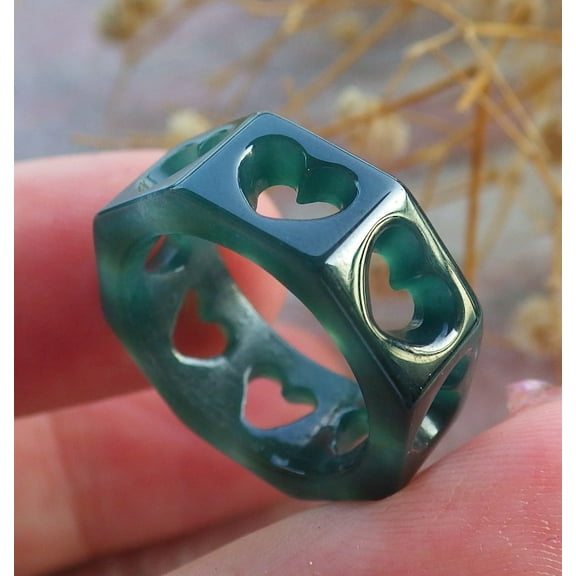 Icy Green Natural A JADE Jadeite Heart RING USA. 4.5 RING 681949 TN