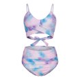 thumbnail image 3 of Flywake Women Criss Cross High Waisted String Floral Printed Print Bandage 2 Piece Bathing Suits, 3 of 9