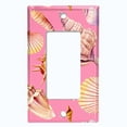 thumbnail image 2 of Metal Light Switch Wall Plate Outlet Cover (Colorful Sea Shells Pattern Pink - Single Rocker), 2 of 2