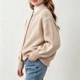 thumbnail image 4 of HAOTAGS Girls Cardigan, Knitted Long Sleeve Fall Spring Soft Cute Open Front Sweater Coat Beige Size 6, 4 of 6