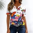 thumbnail image 6 of Xdegoge 4Th of July Patriotic T Shirts for Women USA American Flag Short Sleeve V Neck Stars and Stripes Casual Fit Floral Rose Graphic Summer Tops, 6 of 7