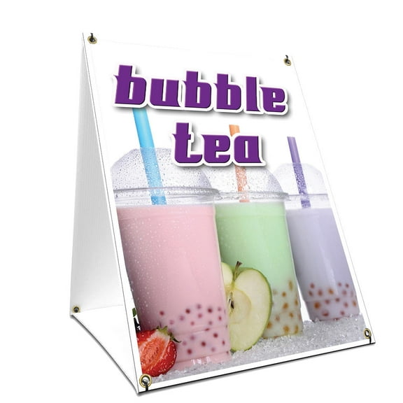 A-frame Sidewalk Bubble Tea Sign With Graphics On Each Side | 18" X 24" Print Size