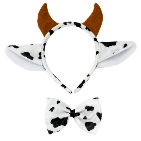 SeasonsTrading Cow Ears Headband & Bow Tie Costume Set - Cute Halloween, Cosplay, Birthday Party, Fun Cow Dress Up Day Accessories