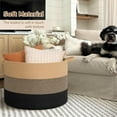 thumbnail image 6 of UniMall 115L Extra Large Blanket Basket for Apartment Décor, Woven Baby Laundry Hamper Shoe Basekts for Entryway, Wicker Storage Basket for Organizing, Camel Mix & Black, 6 of 14