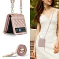 thumbnail image 7 of Allytechgroup Moto Razr 40 Wallet Case with Hand Wrist Shoulder Strap, Premium PU Leather Cards Slots Zipper Pocket Shockproof Protective Phone Case Cover for Motorola Moto Razr 40, Rosegold, 7 of 7