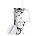 thumbnail image 2 of Ryvnso 30 oz Tumbler with Handle and Straw Cartoon Monkey Banana-1 Insulated Stainless Steel Travel Mug with Lid, 2 of 9