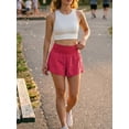 thumbnail image 5 of JWD Women's High Waisted Running Shorts, Quick Dry Athletic Shorts with Deep Phone Pocket & Zipper, Lightweight Workout Shorts for Yoga Hiking, 5 of 6