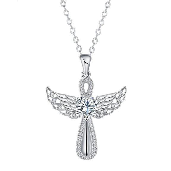 Rynsito Cross Necklace for Women, Sterling Silver Cross Pendant with Wings, Jewerly Gifts for Women Daughter