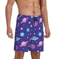 thumbnail image 2 of Balery Space Pantalones cortos de pijama de punto de algodón para hombre con cinturilla y bolsillos-Small, 2 of 6