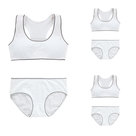 LYMAYTER Girls Soft Cotton Seamless Training Bra and Underwear Set Teen Girls Comfort Daily Wear