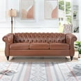 thumbnail image 2 of 84" Premium Faux Leather 3-Seater Sofa ， Classic Luxury Couch， for Living Room, Bedroom, Office,Brown, 2 of 8