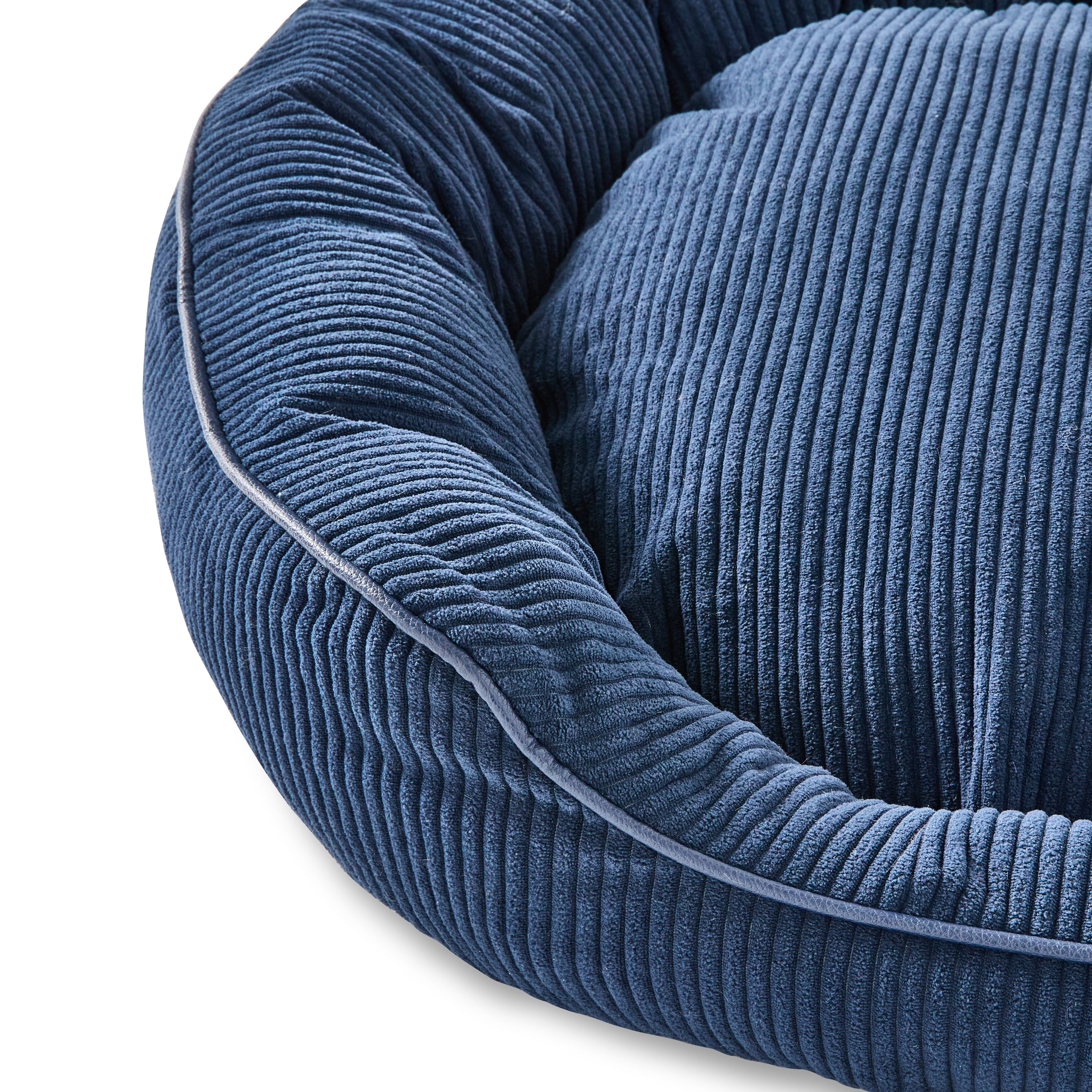 Vibrant Life Large Oval Corduroy Cuddler Pet Bed, Blue, 30" x 27"