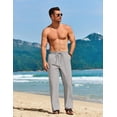 thumbnail image 2 of COOFANDY Men's Linen Drawstring Pants Casual Summer Beach Cotton Linen Pants, 2 of 5
