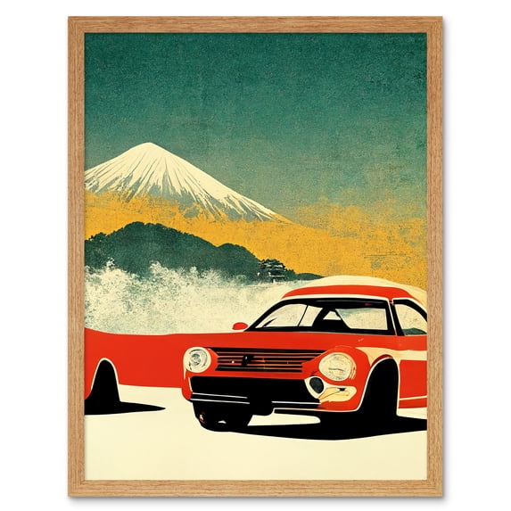 Japanese Motor Racing Abstract Car Illustration Art Print Framed Poster Wall Decor 12x16 inch