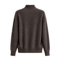 thumbnail image 6 of CBASIHI Womens Sweater Knitted Mock Neck Casual Long Sleeve Fall Sweater for Women Brown XL, 6 of 7