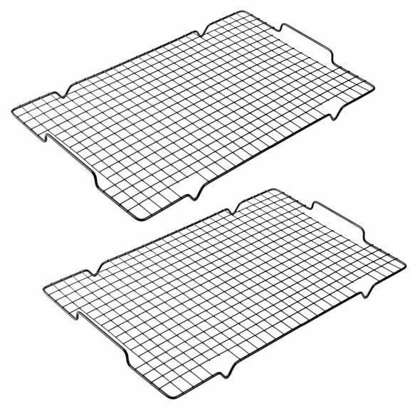 Square Baking Rack,  2 Pack Cooling Rack - 16" x 10", Nonstick Wire Rack for Baking with Handle fits Half Sheet Pan, Wire Smoker Racks for Grilling, Oven Safe